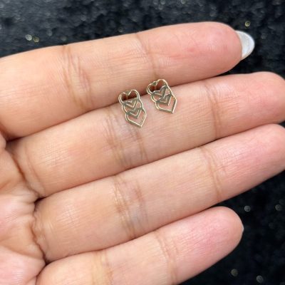 گوشواره میخی سه قلب