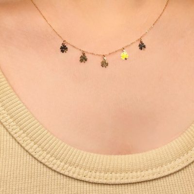 گردنبند متصل با آویز شبدر 5 تایی