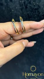 گوشواره حلقه ای دولاین دورنگ - تصویر 2